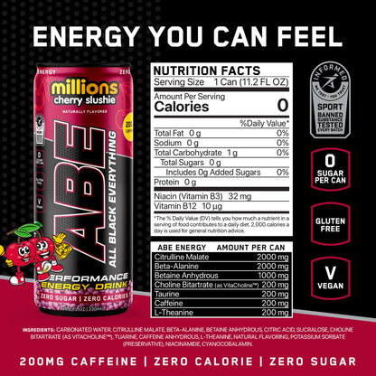 ABE millions cherry slushie energy drink bundled by energydrinkcity 