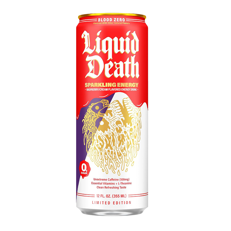 Liquid Death Energy Blood Zero Raspberry Cream