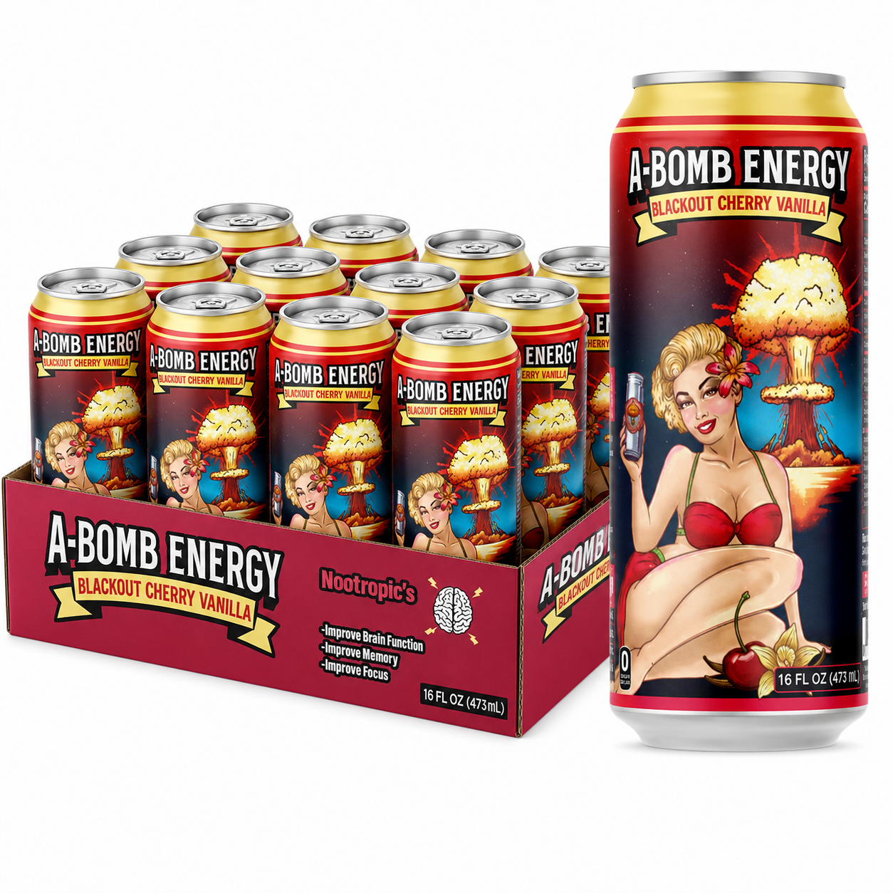 A-Bomb Nootropic Energy Drink - 12 Pack