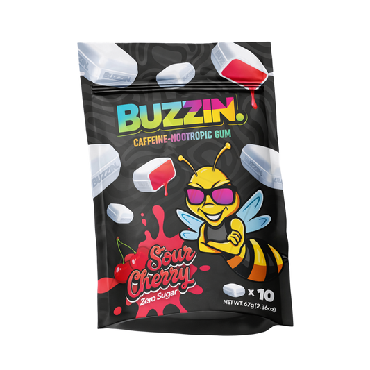 BUZZIN Sour Cherry Caffeine-Nootropic Gum