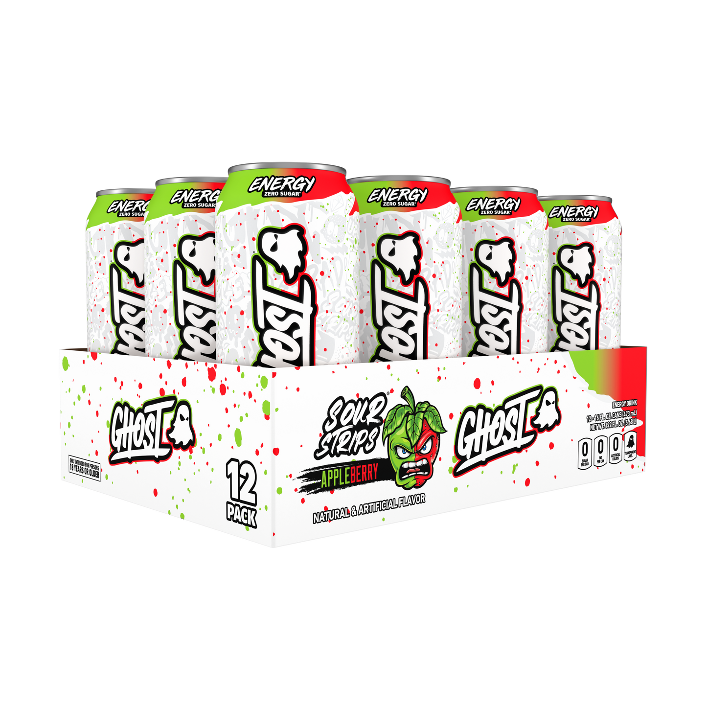 Ghost Energy Sour Strips AppleBerry LTO - 12 Pack (PRE ORDER) 9/9-9/11